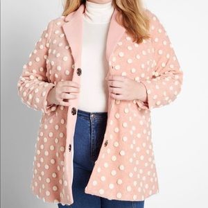 Pink Polka Dot Wool Plus Size Coat by ModCloth